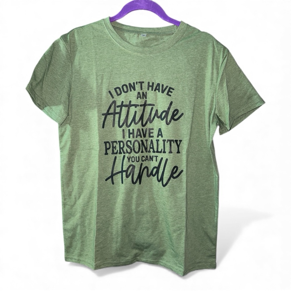 New Unisex Green Attitude Graphic T-Shirt